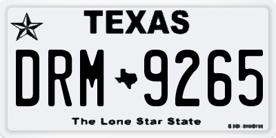 TX license plate DRM9265