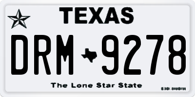 TX license plate DRM9278