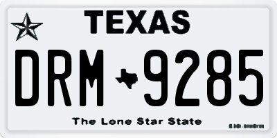 TX license plate DRM9285