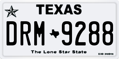 TX license plate DRM9288