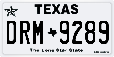 TX license plate DRM9289