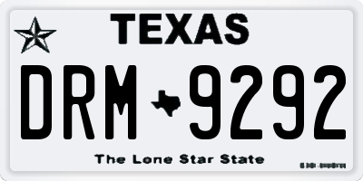 TX license plate DRM9292