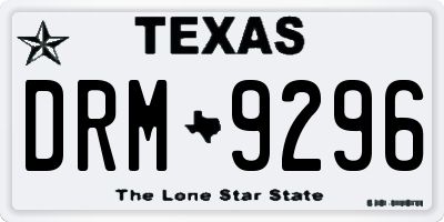 TX license plate DRM9296