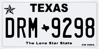 TX license plate DRM9298