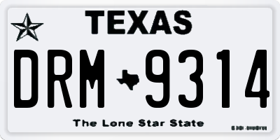 TX license plate DRM9314