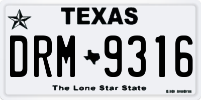 TX license plate DRM9316