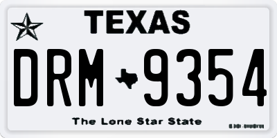 TX license plate DRM9354