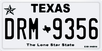 TX license plate DRM9356