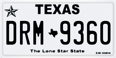 TX license plate DRM9360