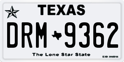 TX license plate DRM9362