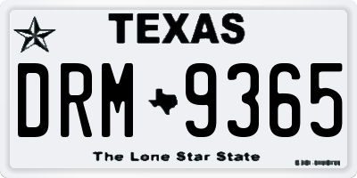 TX license plate DRM9365