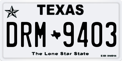 TX license plate DRM9403