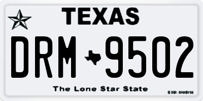 TX license plate DRM9502