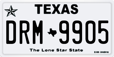 TX license plate DRM9905