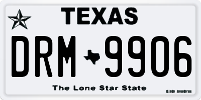 TX license plate DRM9906