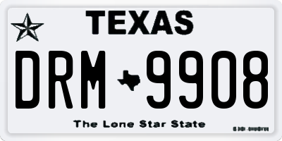 TX license plate DRM9908