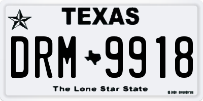 TX license plate DRM9918