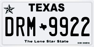 TX license plate DRM9922