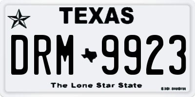 TX license plate DRM9923