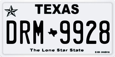 TX license plate DRM9928