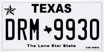 TX license plate DRM9930