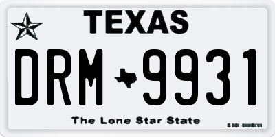 TX license plate DRM9931