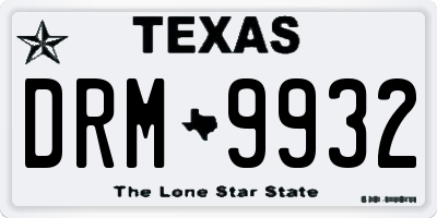 TX license plate DRM9932