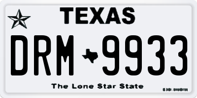 TX license plate DRM9933