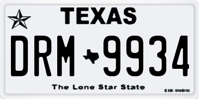 TX license plate DRM9934