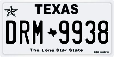 TX license plate DRM9938