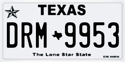 TX license plate DRM9953