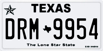 TX license plate DRM9954