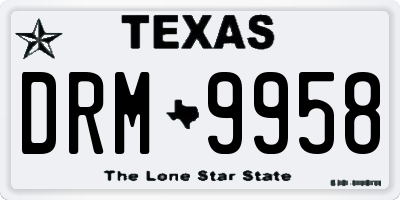 TX license plate DRM9958