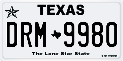 TX license plate DRM9980