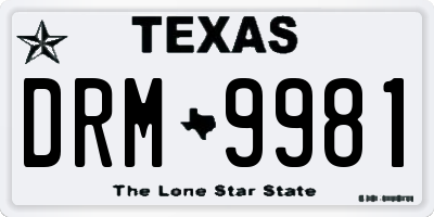 TX license plate DRM9981