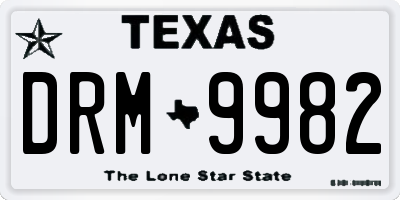 TX license plate DRM9982