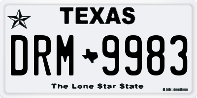 TX license plate DRM9983