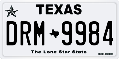 TX license plate DRM9984