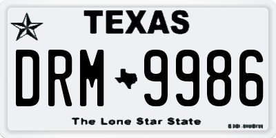 TX license plate DRM9986