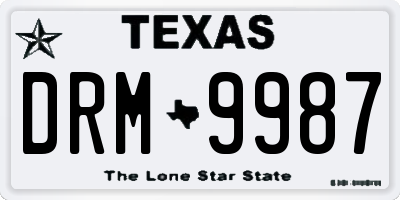 TX license plate DRM9987