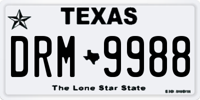 TX license plate DRM9988
