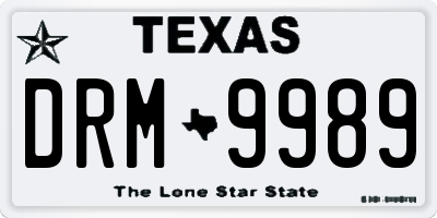 TX license plate DRM9989