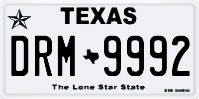 TX license plate DRM9992