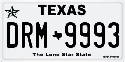 TX license plate DRM9993