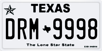 TX license plate DRM9998