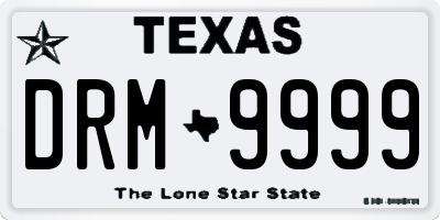 TX license plate DRM9999