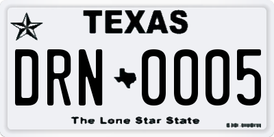 TX license plate DRN0005