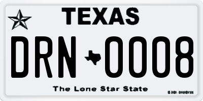 TX license plate DRN0008