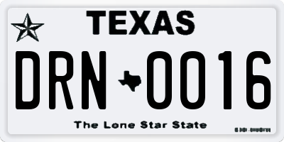 TX license plate DRN0016
