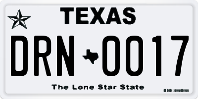 TX license plate DRN0017